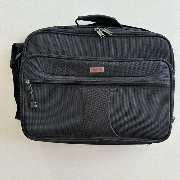Tumi Laptop Bag Slim 15 Inch Black Ballistic Nylon Briefcase Work Travel - Picture 10 of 10